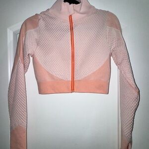 Pink and Orange Textured Cropped Jacket